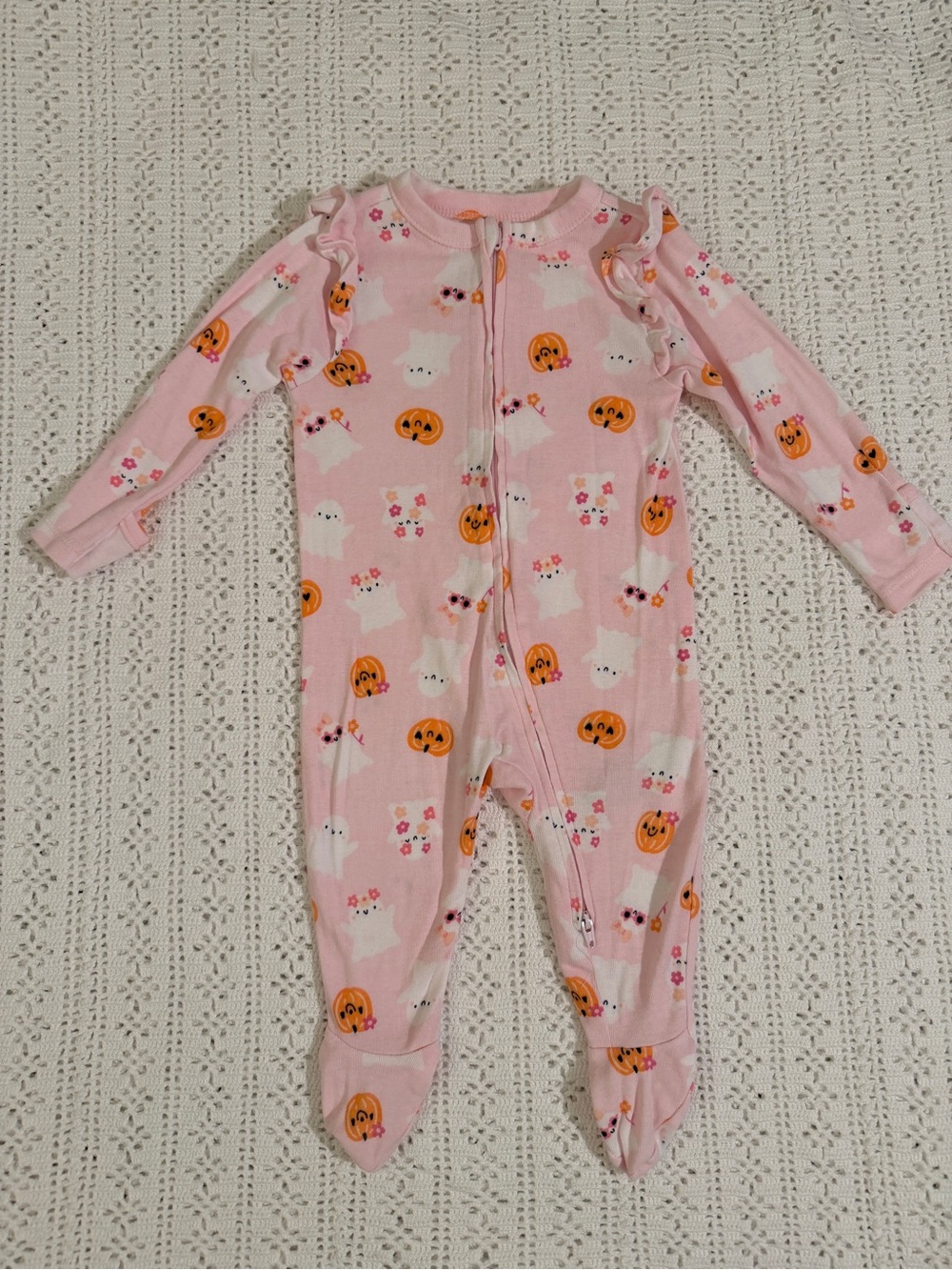 Girls Halloween Footie Sleeper 2-Way Zipper 6-9 Months